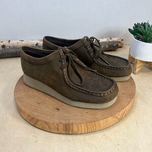 NWOB CLARKS 15260 Padmora Wallabee Beeswax Leather Boots $140 Brown Size 7